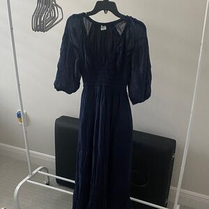 Boho Navy Blue Dress